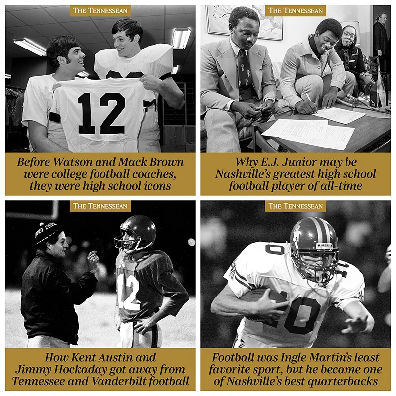 Compiled photos of football players with story headlines for Instagram